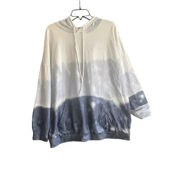 Long Sleeve Blue/White Tie Dye Hoodie. Size X-Large. - Picture 2 of 7